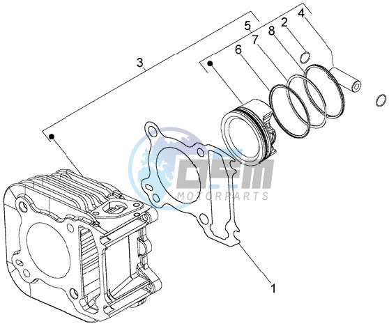 Cylinder - piston - wrist pin unit