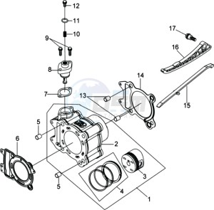 CITYCOM 300 EFI drawing CYLINDER MET PISTON / CYLINDER GASKETS TOP AND BOTTOM