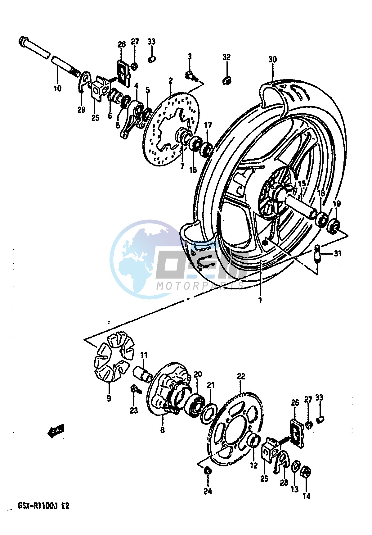 REAR WHEEL (MODEL G H)