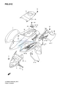 LT-Z250 (E28-E33) drawing FRONT FENDER (MODEL K7)