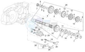 RS 50 Tuono drawing Gearbox driven shaft