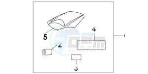 CBR1000RR9 Europe Direct - (ED / MME REP) drawing REAR SEAT COWL ACHILLES BLACK METALLIC