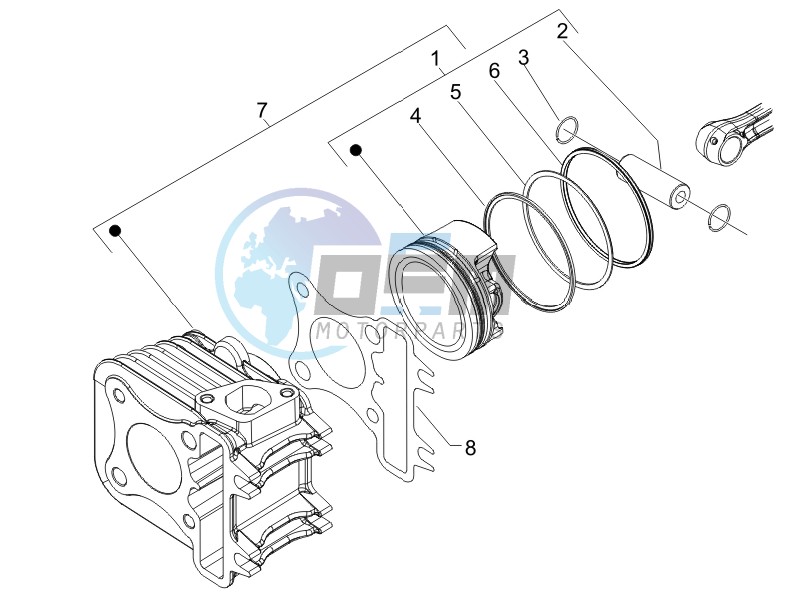 Cylinder-piston-wrist pin unit