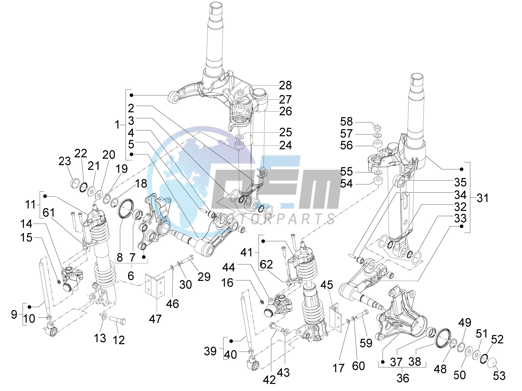 Front fork components (Mingxing)