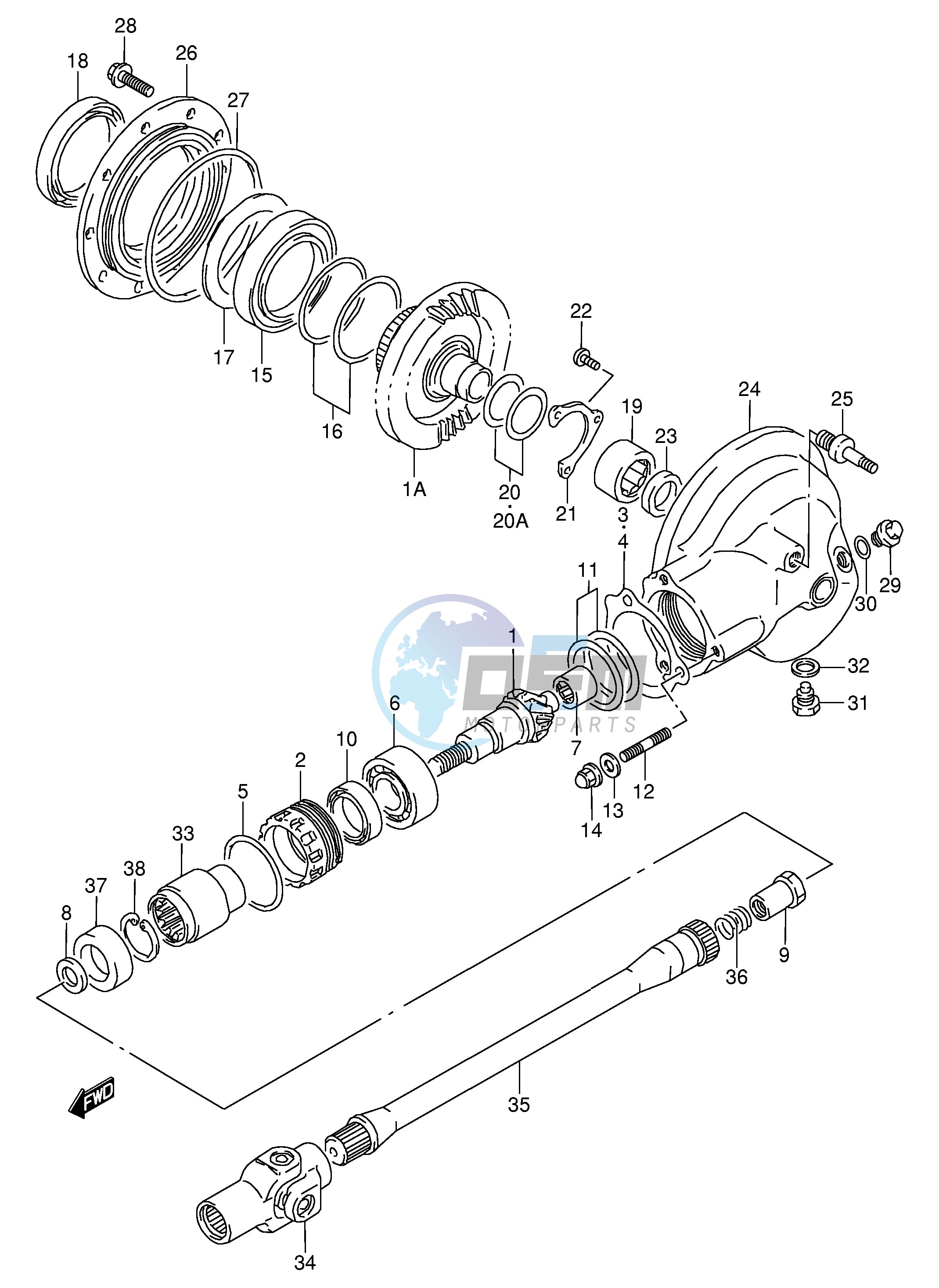 PROPELLER SHAFT - FINAL DRIVE GEAR