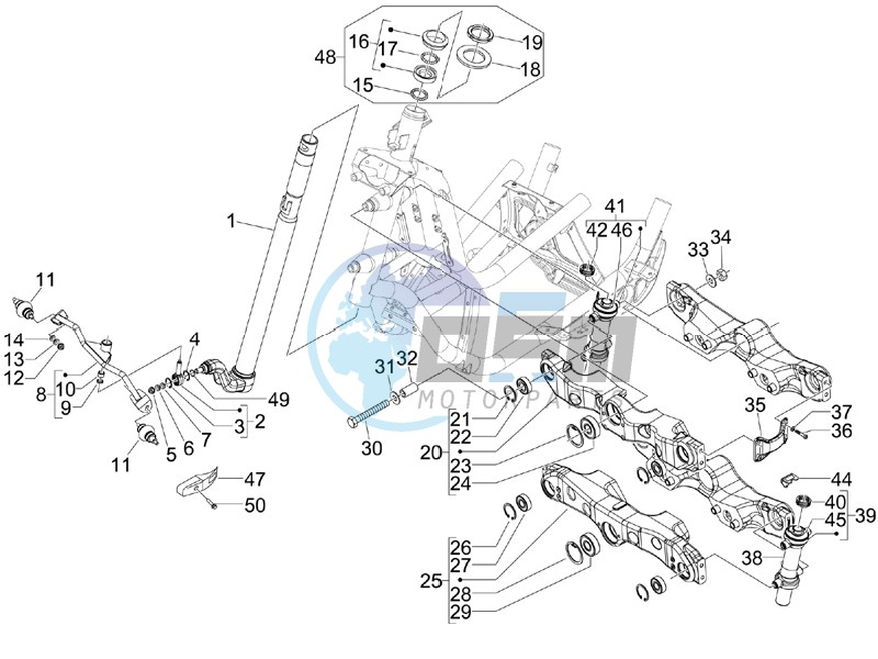 Fork steering tube - Steering bearing unit