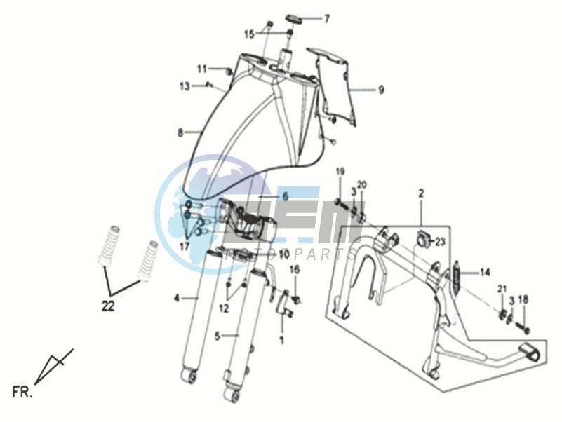 FRONT FENDER / FRONT FORK/ CENTRAL STAND