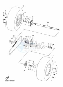 YFM90R (BD3R) drawing REAR AXLE & WHEEL