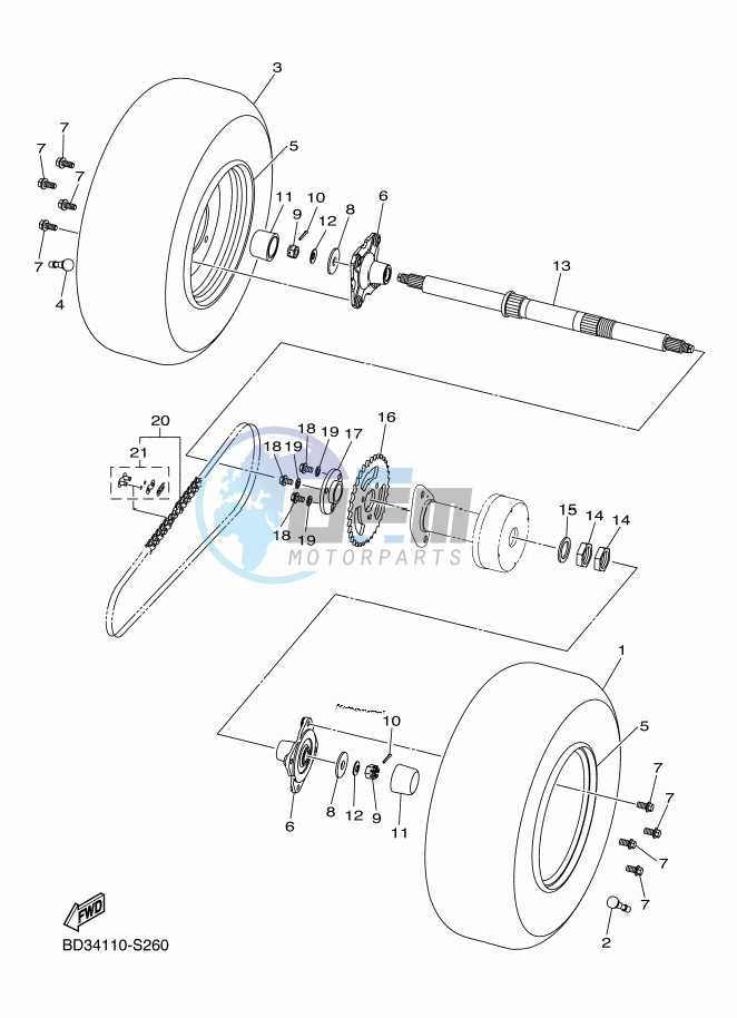 REAR AXLE & WHEEL