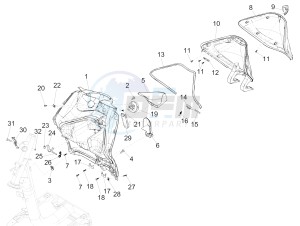 LIBERTY 150 150 IGET 4T 3V IE ABS (APAC) drawing Front glove-box - Knee-guard panel