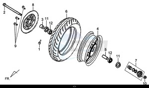 X'PRO 50 (45 Km/h) (AE05W9-EU) (E4) (L8-M1) drawing FRONT WHEEL