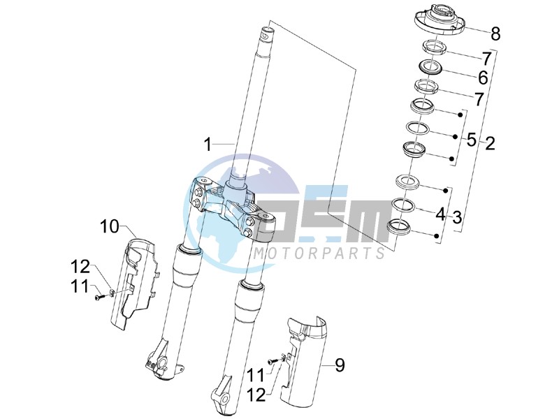 Fork steering tube - Steering bearing unit