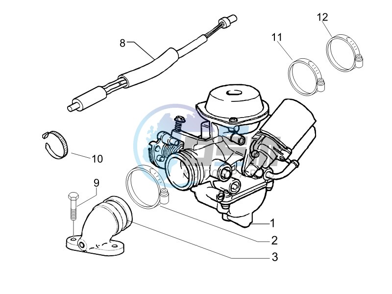 Carburettor  assembly - Union pipe