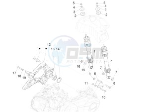 GTS SUPER 150 4T 3V IE NOABS E3 (APAC) drawing Rear suspension - Shock absorber/s