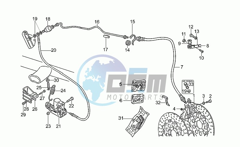 Front lh/rear brake system