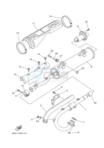 YFM450FWA YFM45FGB GRIZZLY 450 IRS AUSTRIA drawing EXHAUST