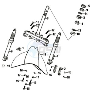 ALLO 50 25 KM/H L6 drawing FRONT FORK/ FRONT FENDER / STEERING HEAD BEARING