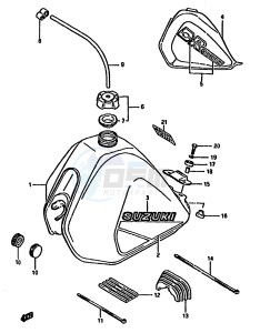 DR125S (F-H-J) drawing FUEL TANK (MODEL F H)