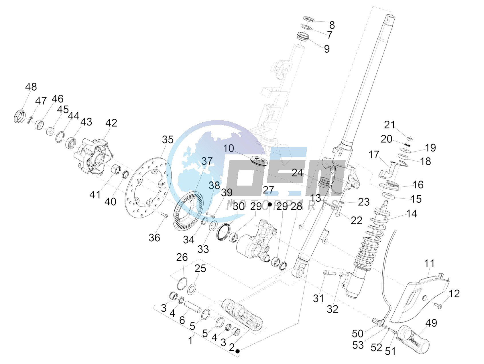 Fork/steering tube - Steering bearing unit