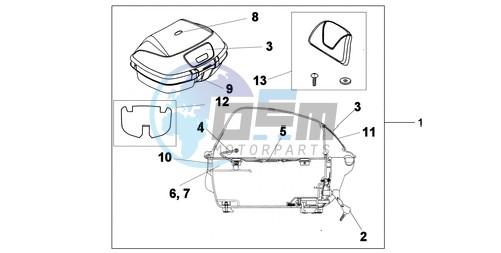 TOP BOX 45L CHEVALIER SILVER METALLIC