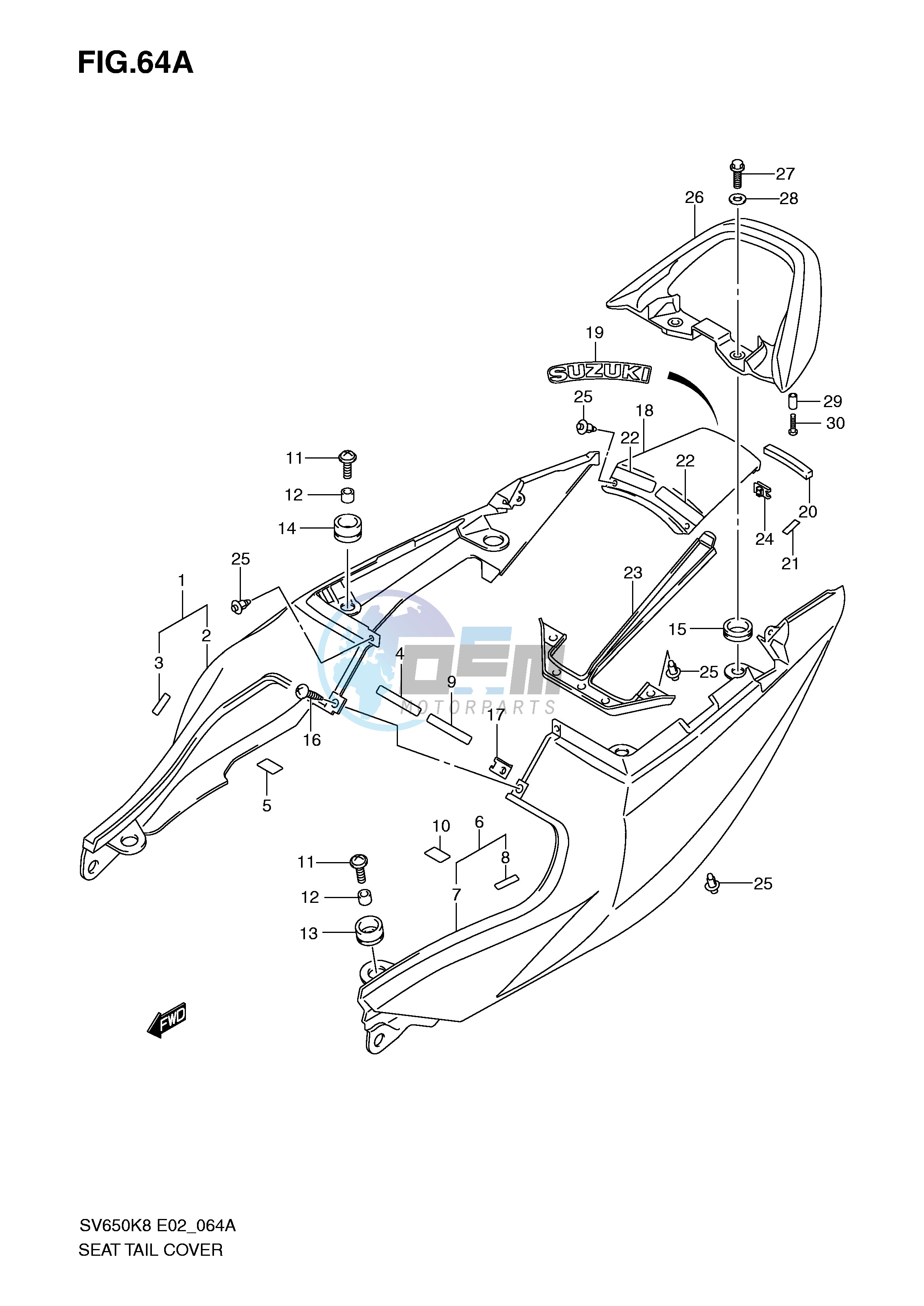 SEAT TAIL COVER (SV650SK9 SUK9 SAK9 SUAK9)