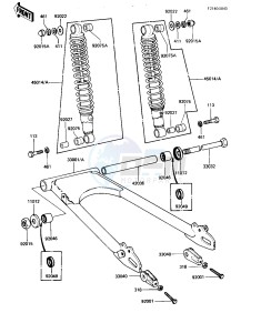 KZ 440 A [LTD] (A2-A4) [LTD] drawing SWING ARM_SHOCK ABSORBERS -- 81-83 A2_A3_A4- -