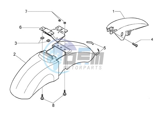 Front mudguard-rear mudguard