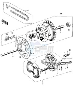 F9 (B-C) 350 drawing REAR HUB_BRAKE_CHAIN -- 74-75 F9-B_F9-C 350- -