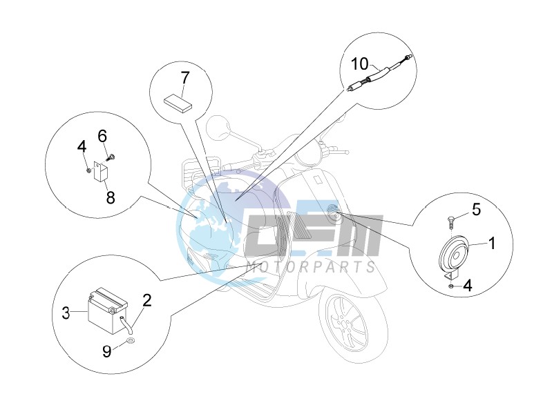 Control switches - Battery - Horn