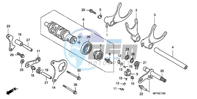 GEARSHIFT DRUM/GEARSHIFT FORK