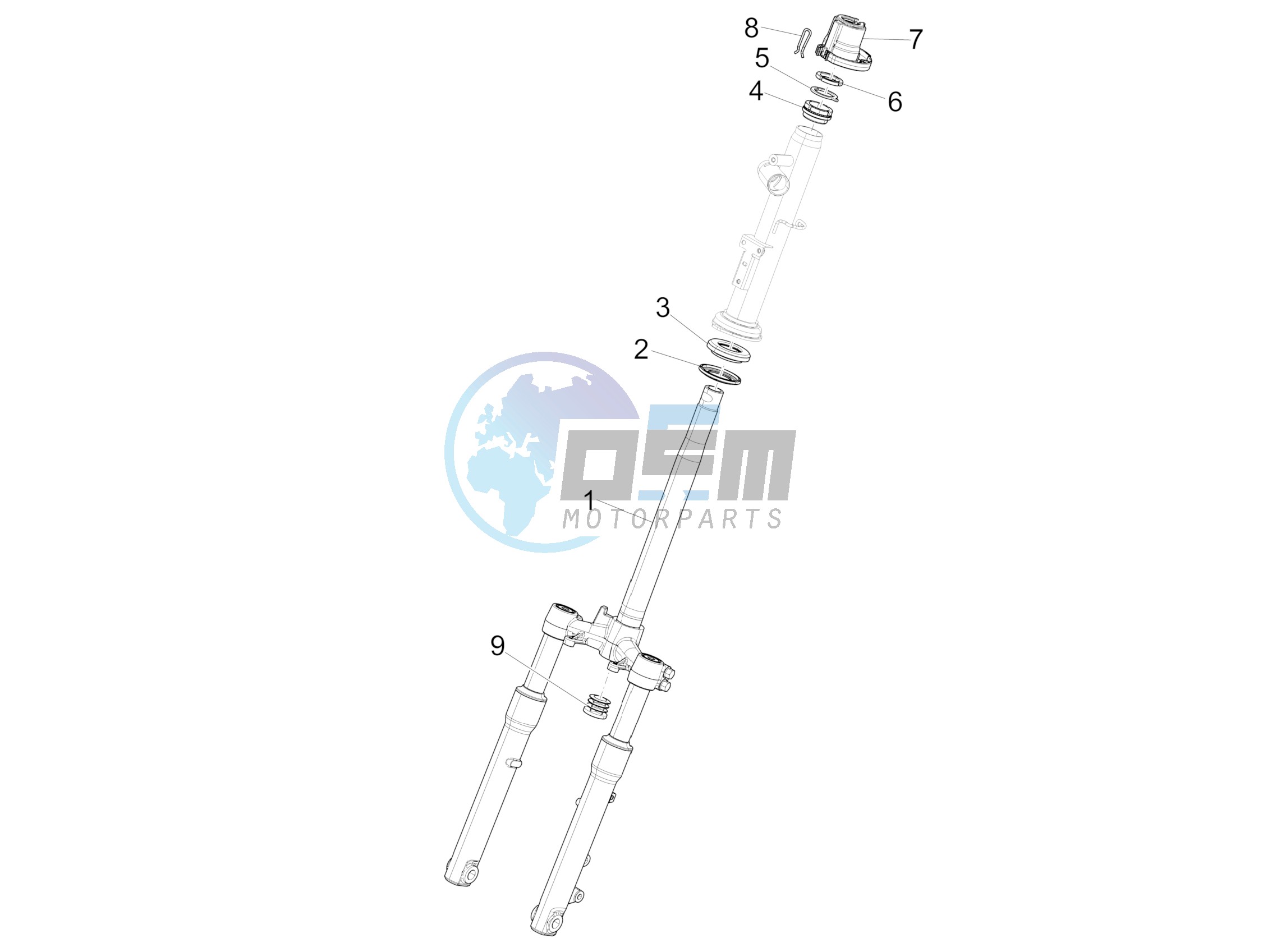 Fork/steering tube - Steering bearing unit