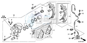 CBR500RF CBR500R UK - (E) drawing FRONT BRAKE CALIPER