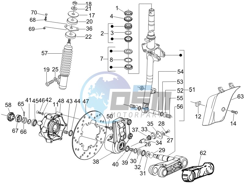 Fork - steering tube - Steering bearing unit