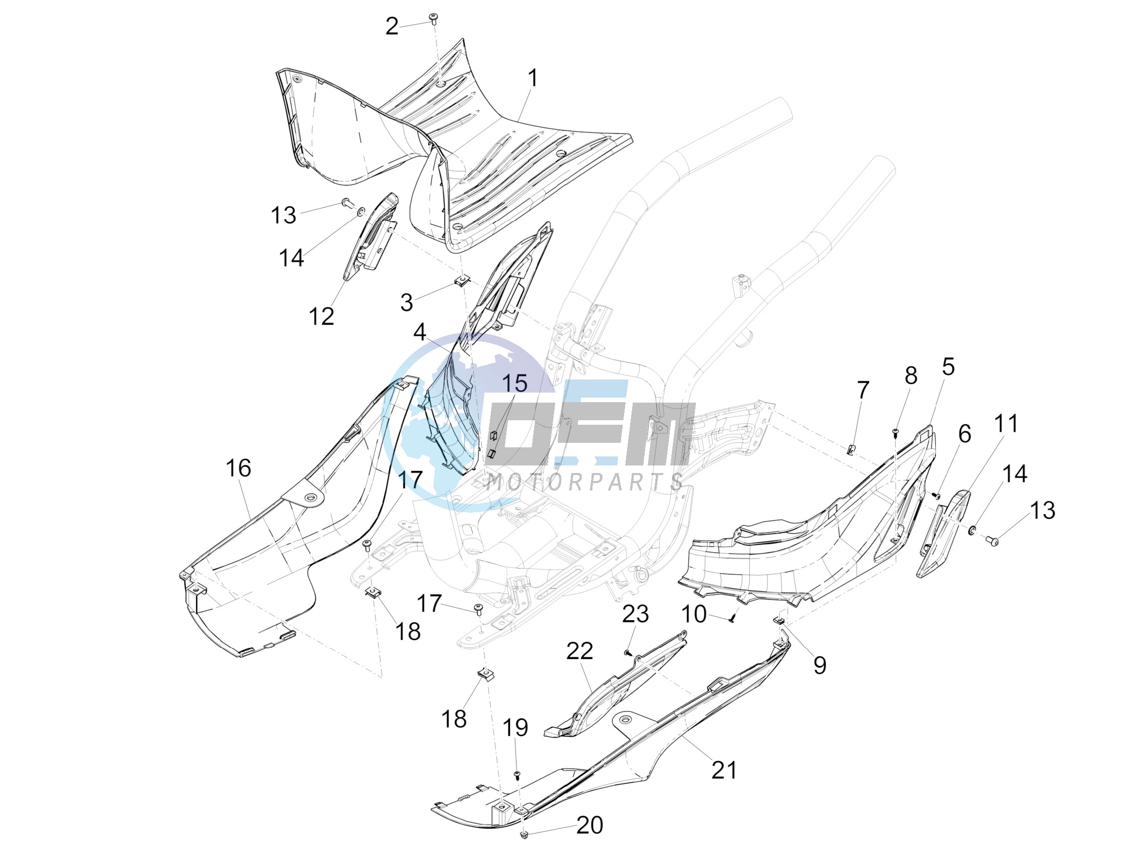 Central cover - Footrests