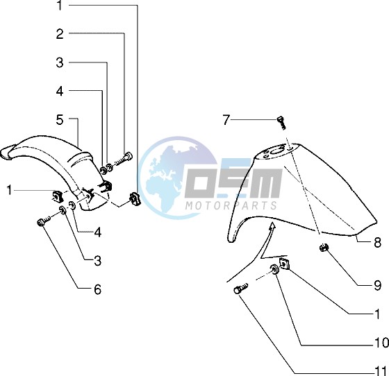 Front and rear mudguard