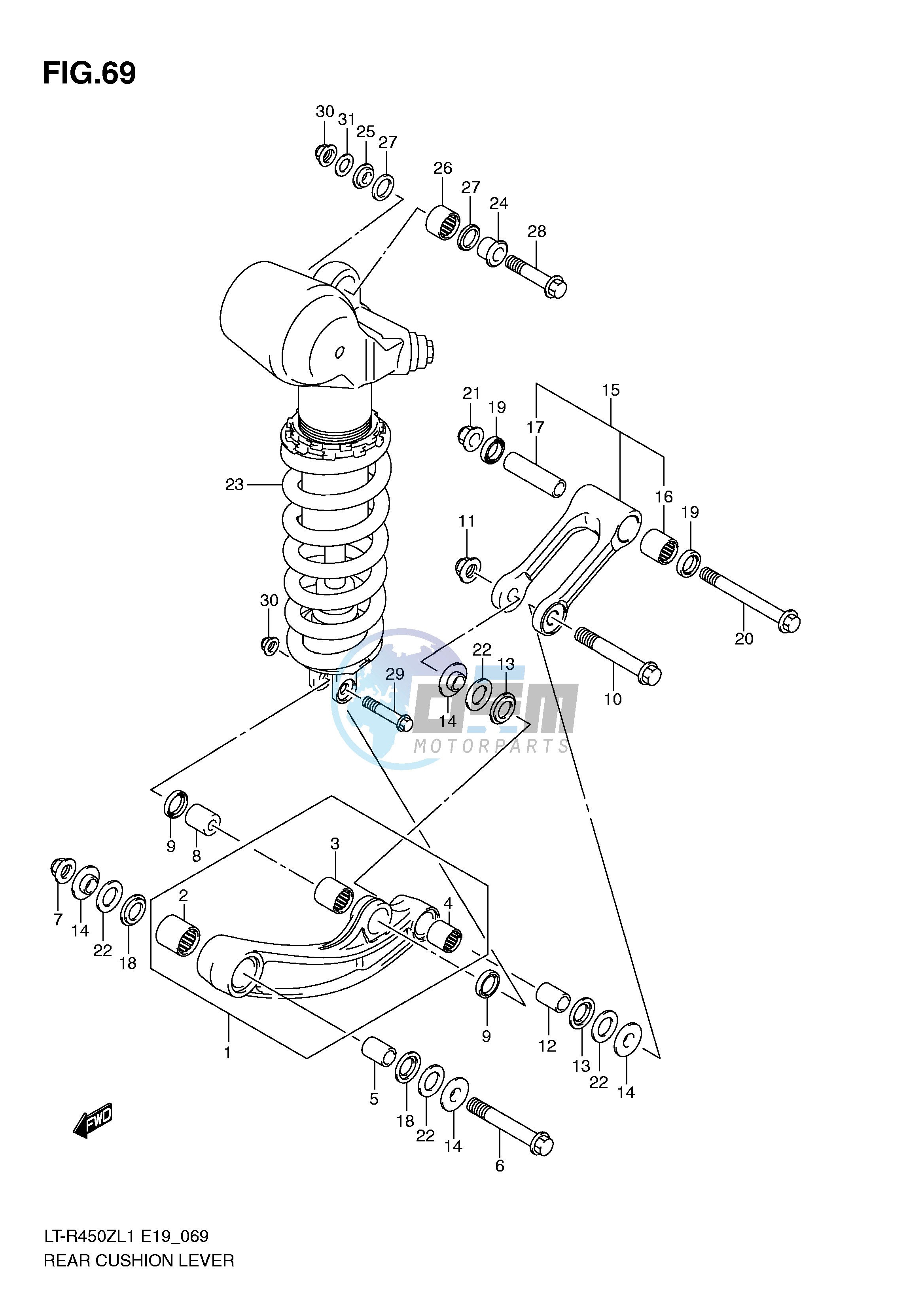 REAR CUSHION LEVER (LT-R450L1 E19)