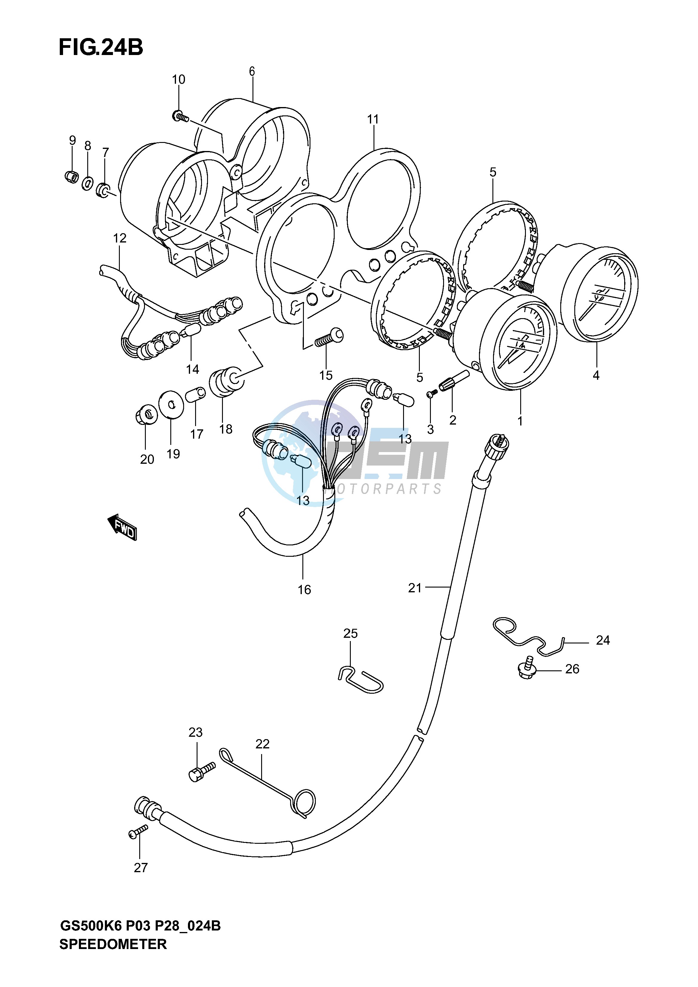 SPEEDOMETER - TACHOMETER (GS500FK4 K5 K6)