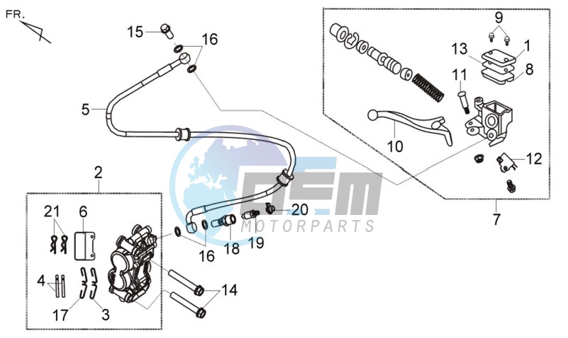 VOORREMBRAKE CALIPER / REMGRIP