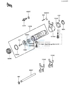 ZN 700 A [LTD SHAFT] (A1-A2) [LTD SHAFT] drawing GEAR CHANGE DRUM & FORKS