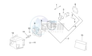 Scarabeo 50 2t (eng. Minarelli) drawing Cilinder head