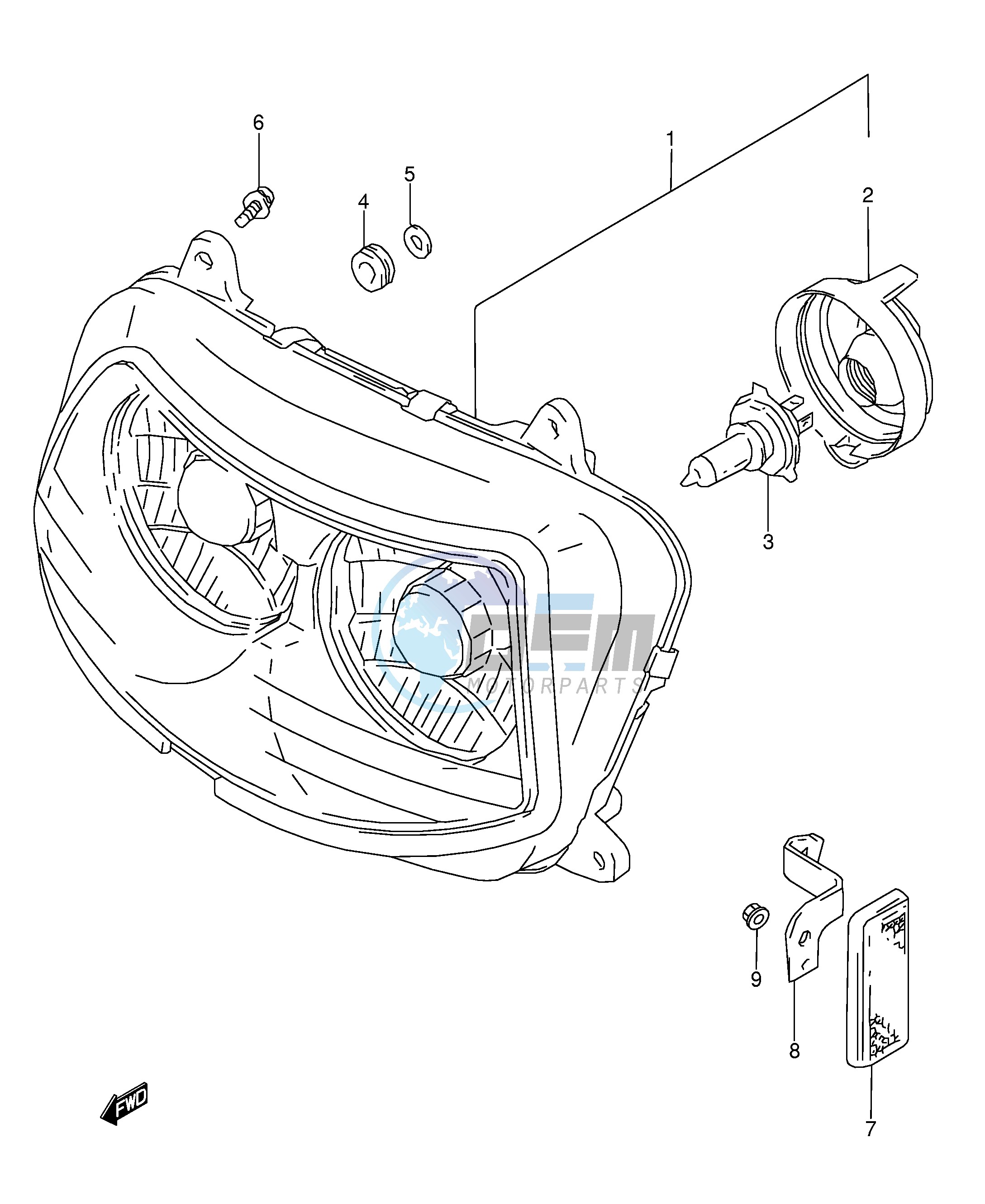 HEADLAMP (MODEL S T V W)