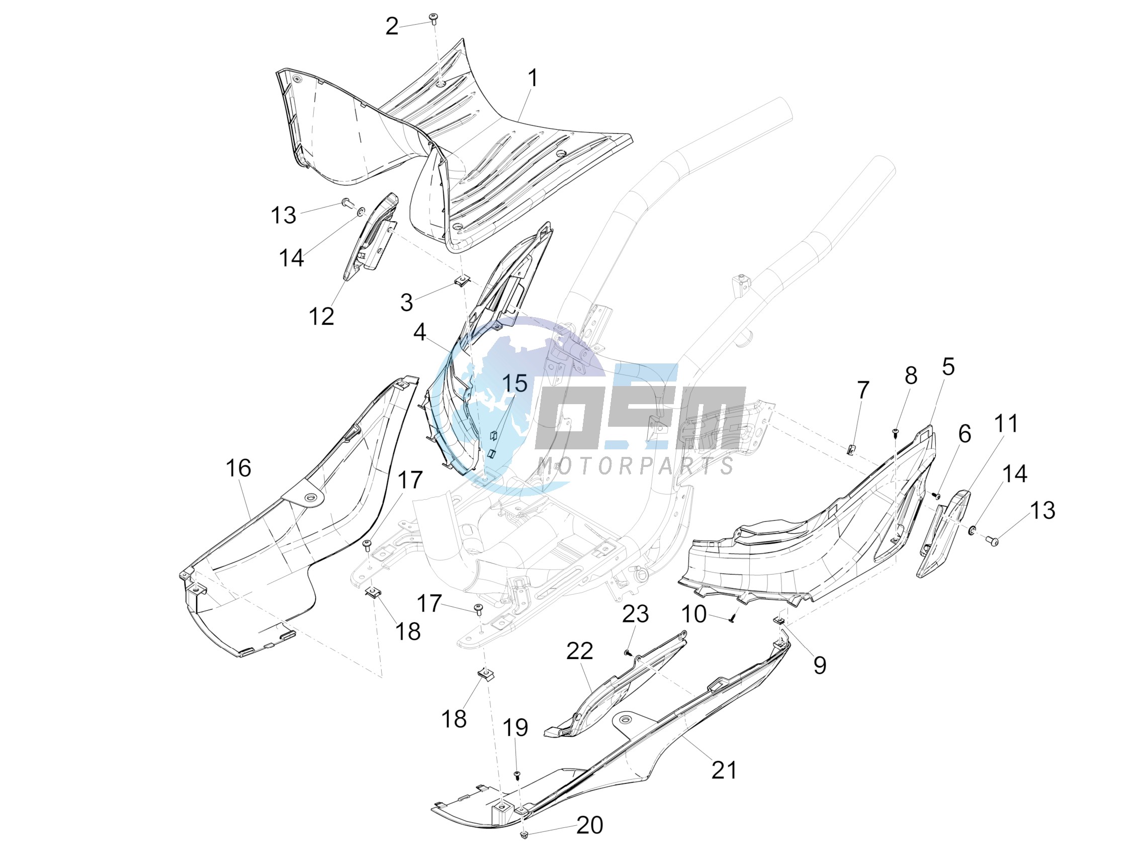 Central cover - Footrests