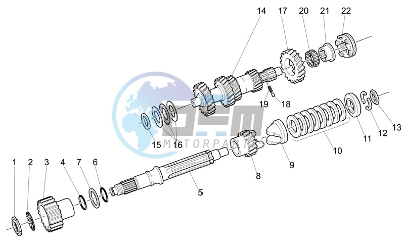 Primary gear shaft