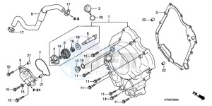 SH300A9 UK - (E / ABS MKH TBX) drawing RIGHT CRANKCASE COVER/ WATER PUMP