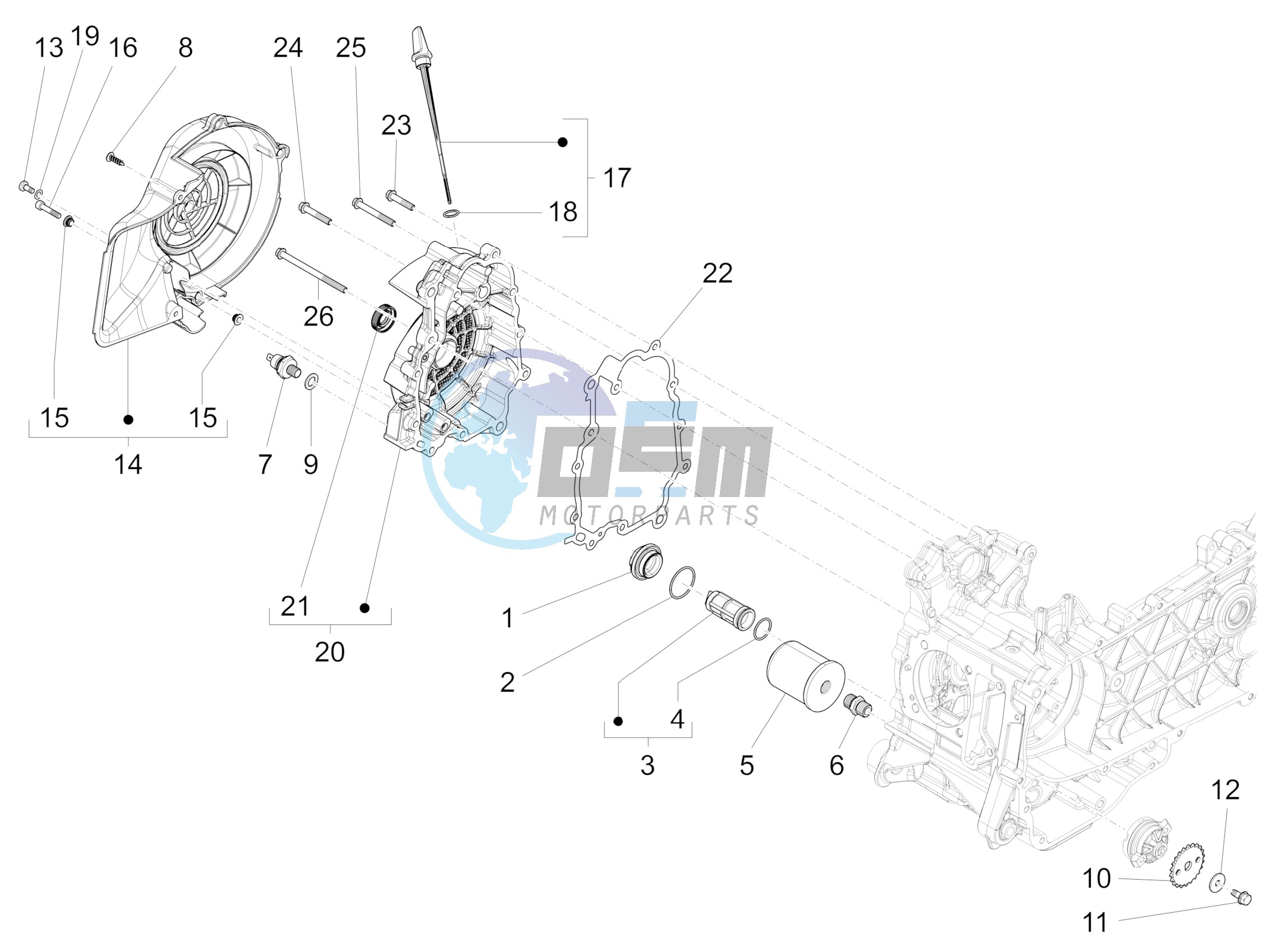 Flywheel magneto cover - Oil filter