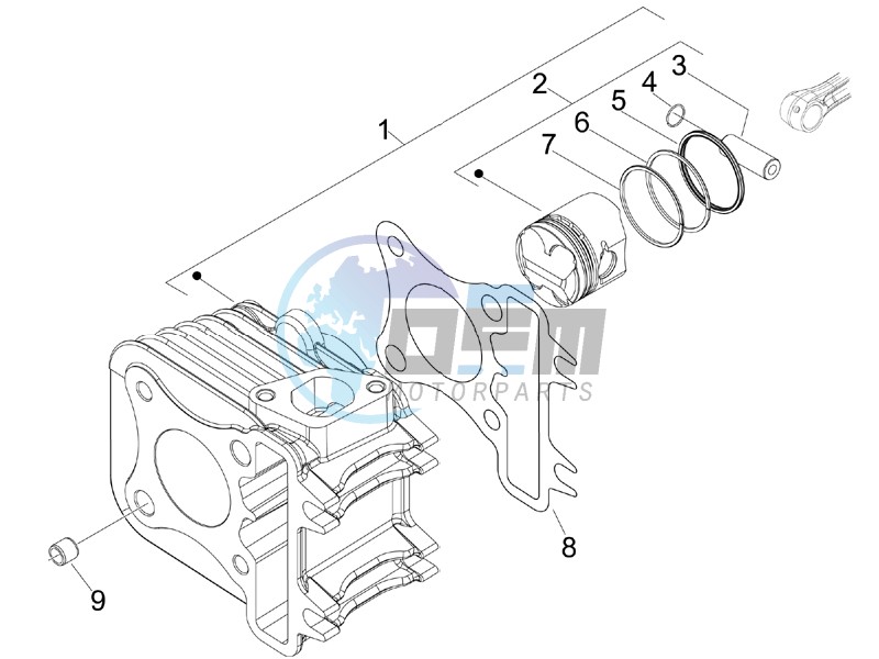 Cylinder-piston-wrist pin unit