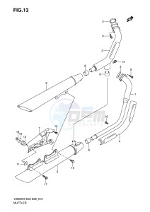 VZ800 (E3-E28) MARAUDER drawing MUFFLER (MODEL K5 K6 K7 K8)