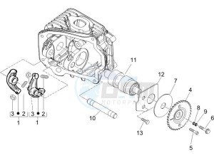 Typhoon 125 4t 2v e3 drawing Camshaft - Rocking levers support unit