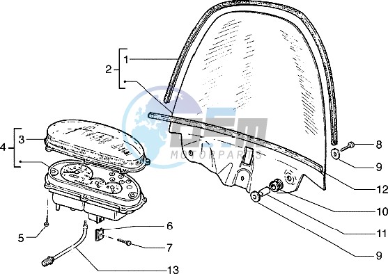 Speedometer (kms)-Windshield