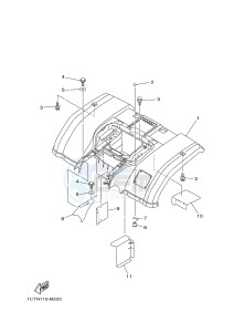 YFM450FWAD YFM45FGPHD GRIZZLY 450 IRS (1CTX 1CTY) drawing REAR FENDER